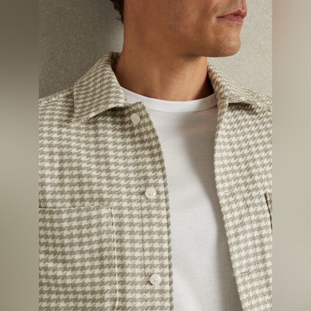 NWT REISS Naqua Dogtooth Twill Overshirt - Picture 2 of 12